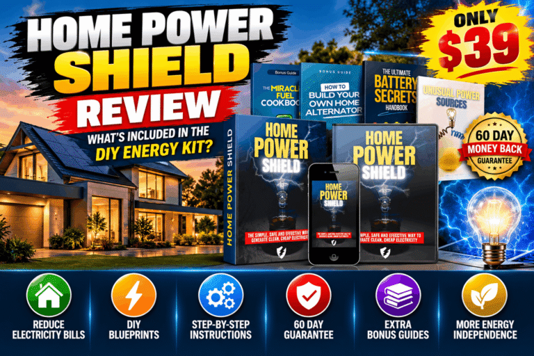 Home Power Shield digital blueprint package with DIY energy guide and bonus materials