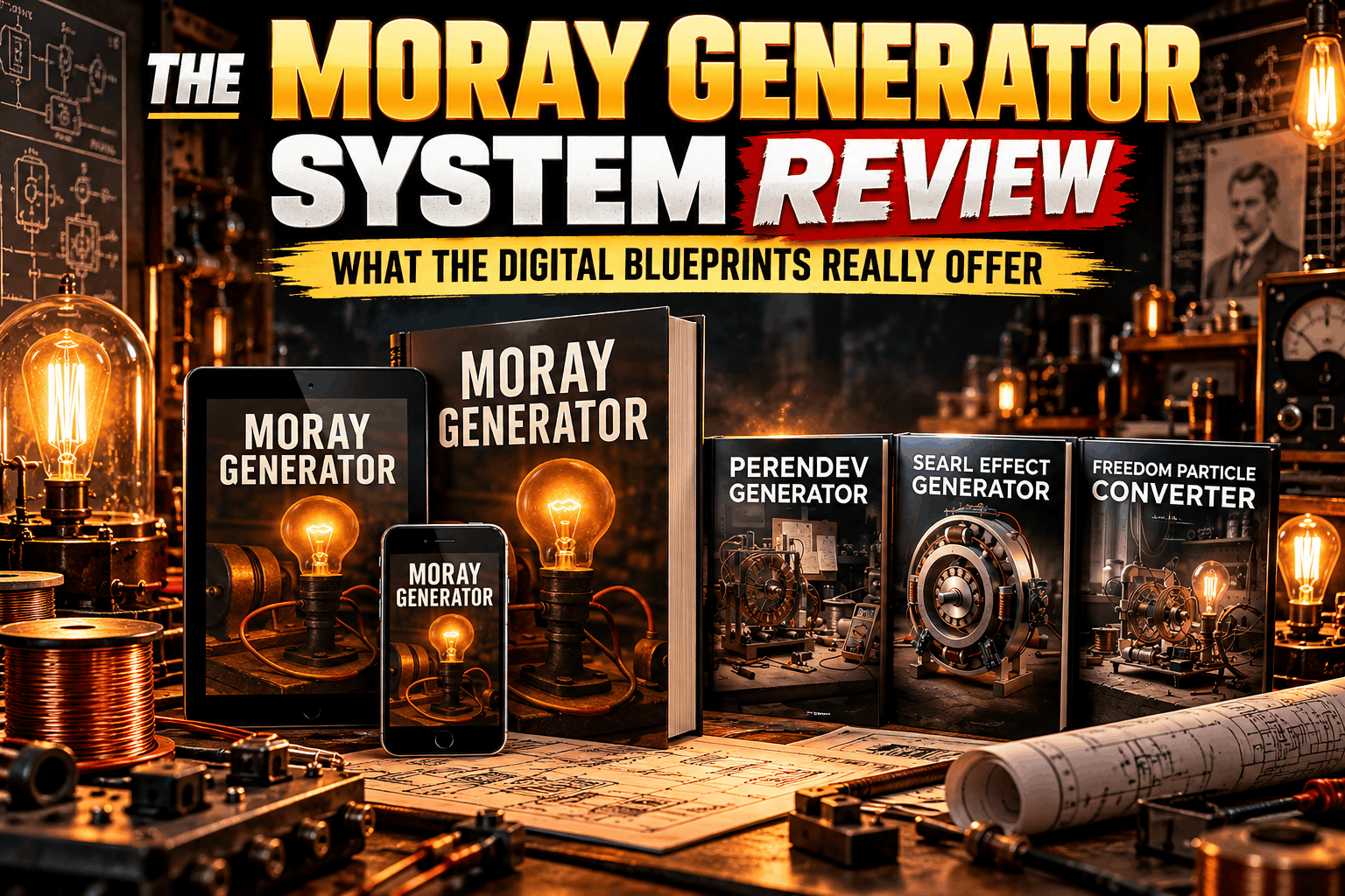 The Moray Generator System review bundle with digital blueprint guide and three advertised bonus guides