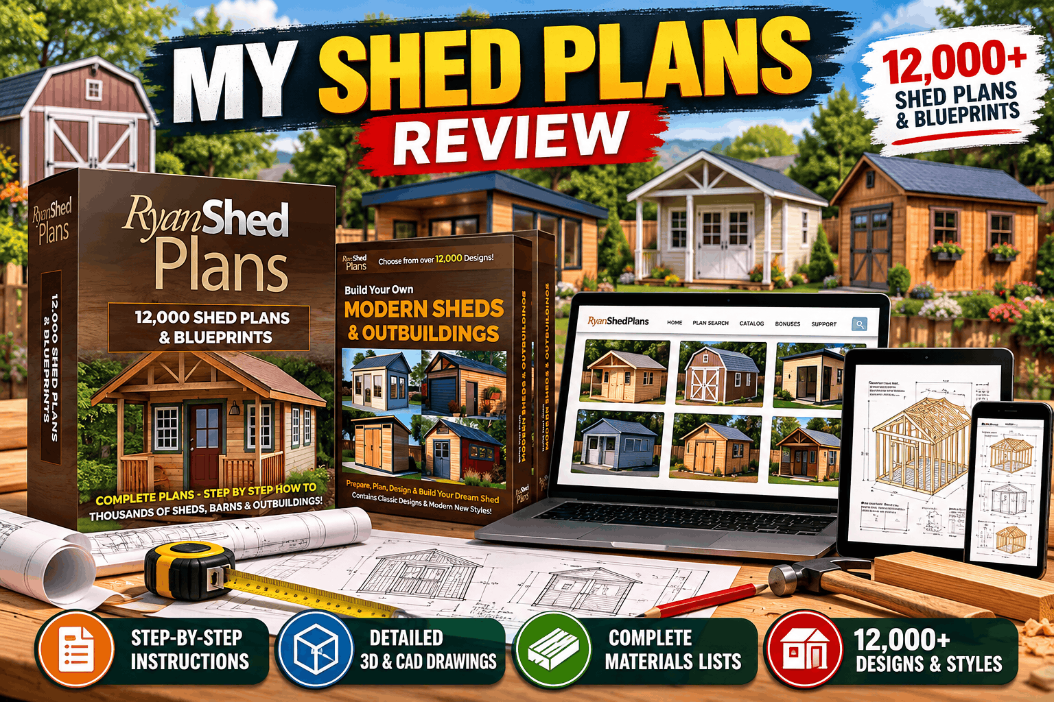 My Shed Plans review featuring digital shed blueprints and shed design examples