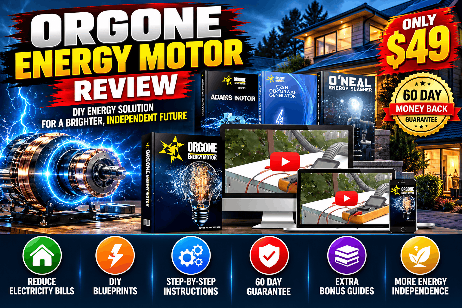 Orgone Energy Motor digital blueprint package and advertised bonus materials